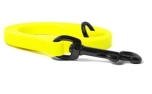 Mystique® Biothane Leine neon gelb schwarz Karabinerhaken mit HS vernäht