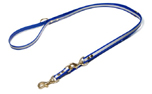 Mystique Biothane REFLEX verstellbare Leine Führleine (MESSING Karabiner), blau gold