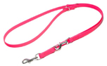 Mystique Biothane verstellbare Leine Führleine (Standard Karabiner, VERNÄHT), neonpink