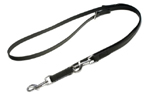 Mystique Biothane verstellbare Leine Führleine (Standard Karabiner, VERNÄHT), schwarz