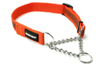 Mystique gummiertes Hundehalsband mit Durchzugskette, neonorange