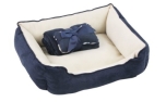 Petgard Hundebett inkl. Spielknochen & Kuscheldecke blau-weiss