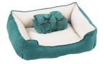 Petgard Hundebett inkl. Spielknochen & Kuscheldecke grün-weiss